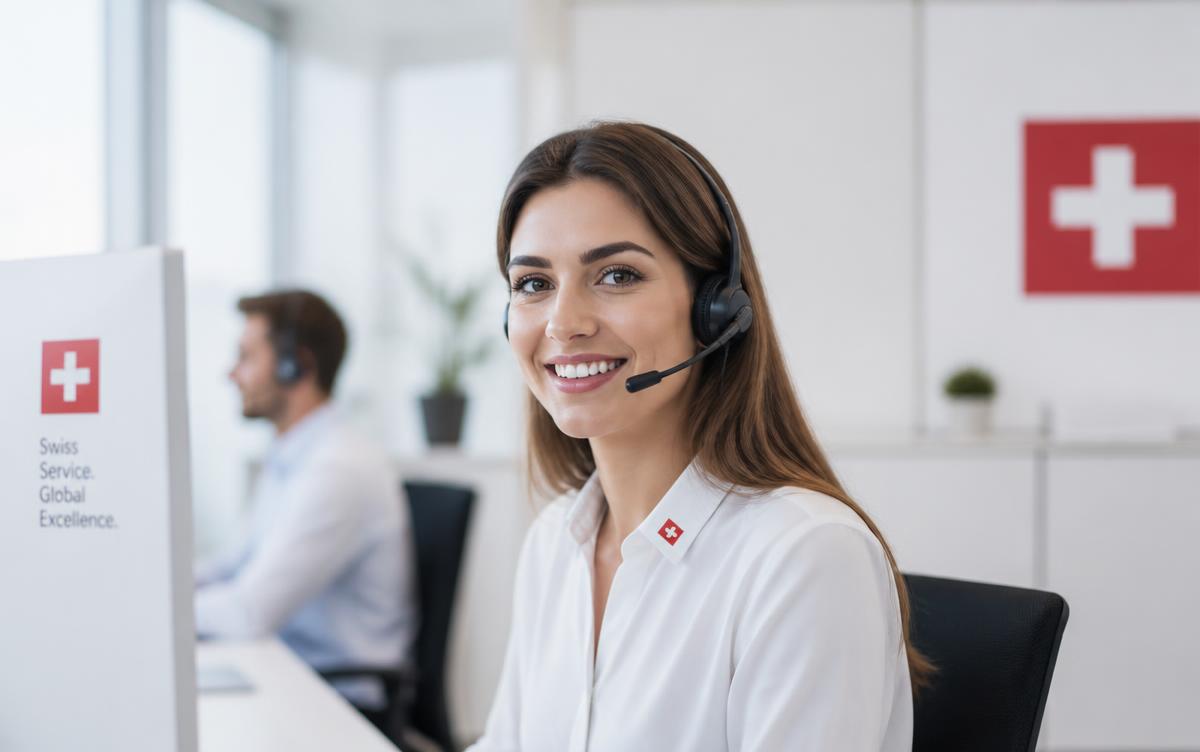 Arbeitsplatz eines Call Agents im Callcenter Tetovo